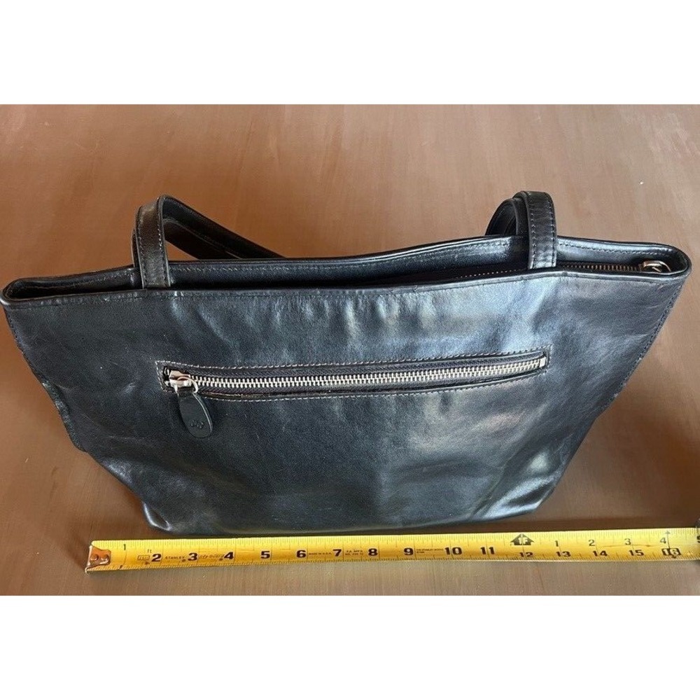 Vintage Original Monsac MW‎ Black Leather Handbag Elegant Timeless Purse Tote - Picture 14 of 16